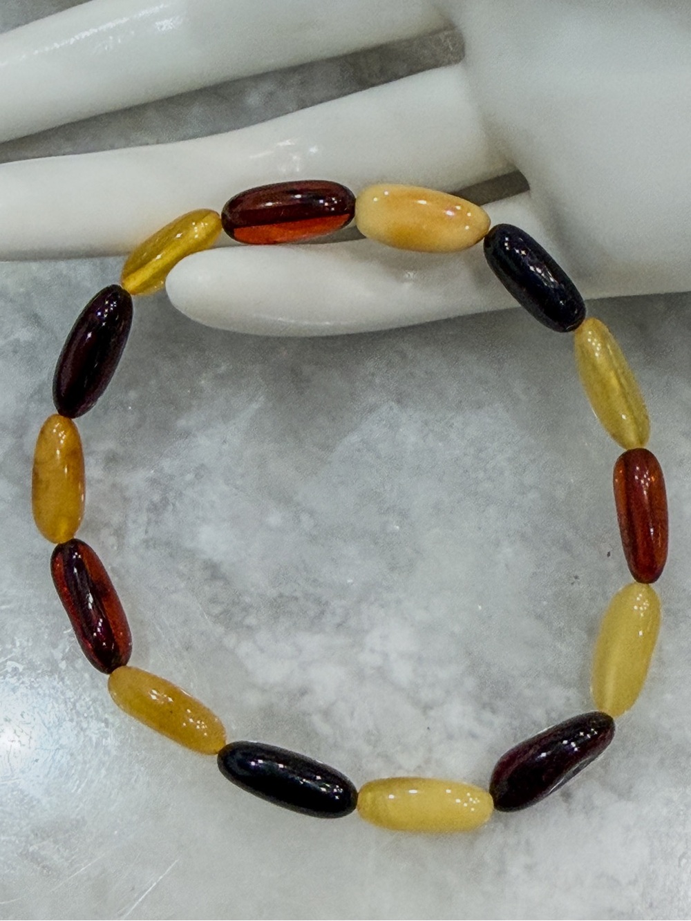 Multicolor Amber Beaded Stretch Bracelet